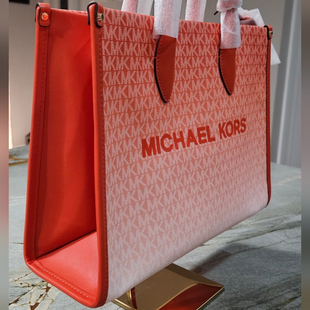 Michael Kors Mirella Ombre Coral and White Tote/Crossbody Bag NWT
